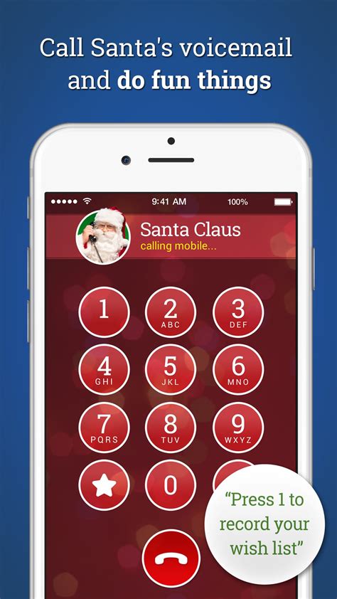 Free santa claus phone call. The Message from Santa app has tons of features! Parents can help their kids start a video message from Santa, receive a phone call, call Santa's voicemail, and even text the jolly old elf himself. This is a free app (with in-app purchases for additional features) and is available for iOS and Android devices. 