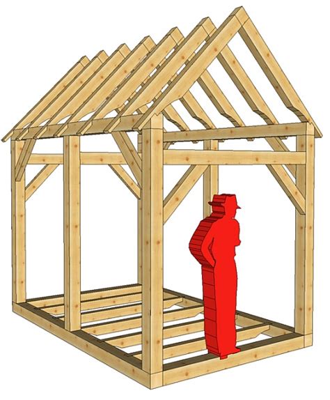 Free shed. Attach the 8′ long 4×4 pressure treated skids to the bottom of the floor frame. Square out the floor frame by measuring diagonally until both sides measure the same. Secure the 4×4 skids by nailing 3 1/2″ nails through the floor frame and into the 4×4 floor skids. Floor Deck. Install the 3/4″ tongue and groove plywood. 