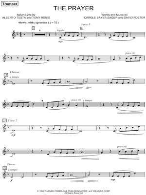 Free sheet music - the prayer TRUMPET - Download PDF, MP3