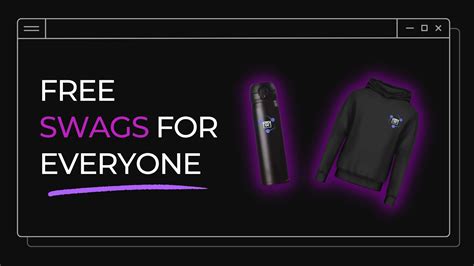 Free swag. Here are some of the most common apparel items you can include in a swag bag: Promotional socks. Sweatshirts and hoodies. Custom hats. Jackets and vests. Knit caps and mittens. Polo shirts. Now take a look at our selection of adored clothing swag. 