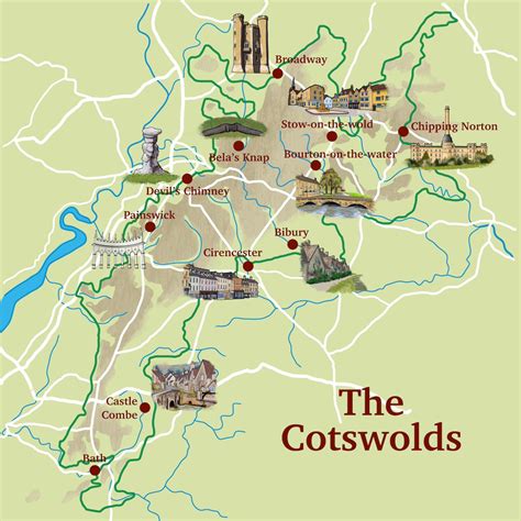 Free tourist map of cotswolds.  Including interactive maps, detailed maps, visual il...