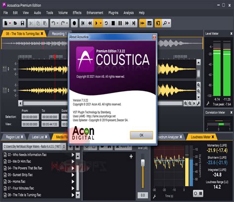 Download the costless version of Portable Acoustica Premium Edition 7.2.