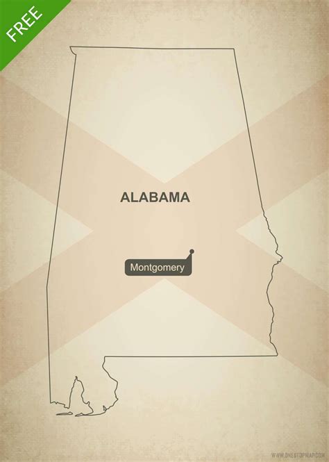 Free vector map of Alabama outline One Stop Map