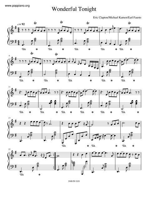 Free wonderful tonight by Eric Clapton sheet music