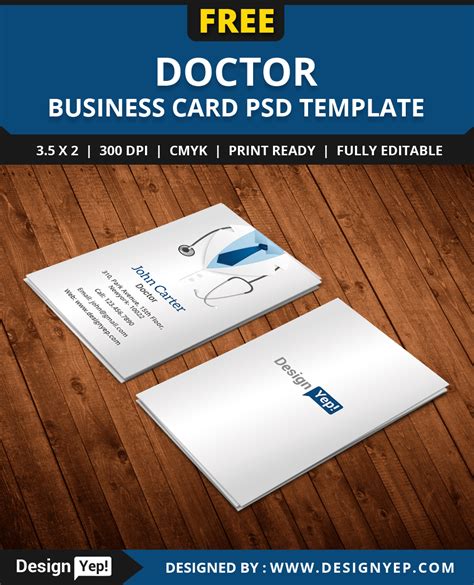 FreeDoctorBusinessCardTemplatePSD Free Business Card Pinterest