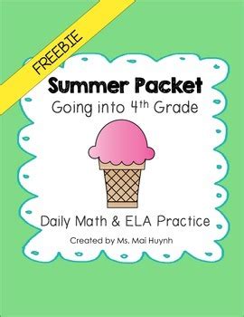 Freebie: Summer Packet - Going into 4th Grade by Mai Huynh TpT