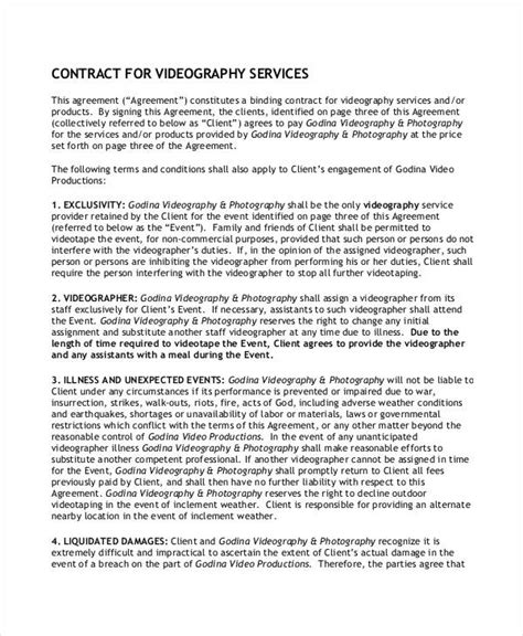 Freelance Videographer Contract Template