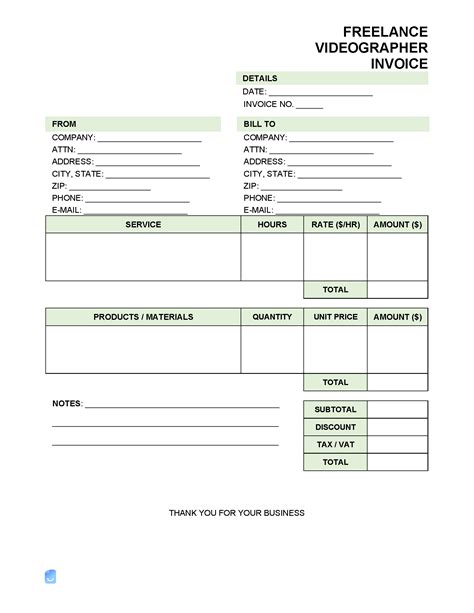 Freelance Videographer Invoice Template Invoice Maker