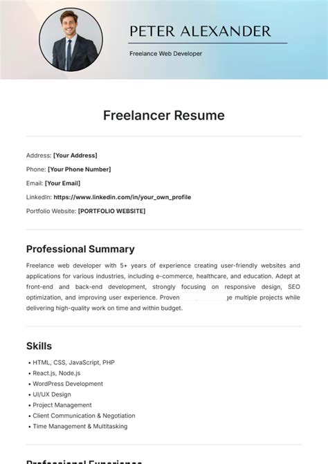 Freelancer Resume Template