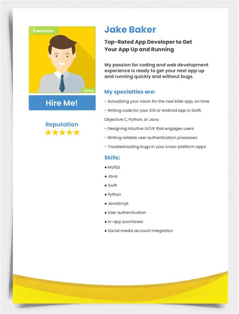 Freelancer profile description for beginners sample