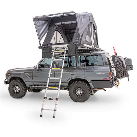 Freespirit recreation. 1 1/2" EPE. Frame. Patented Aluminum Gas Strut-assisted. The 2021 Odyssey Series Rooftop Tent has a new and enhanced look with a textured black top design. Enhanced zippers and buckles along with a new ladder mount make the 2021 model of the Odyssey, the rooftop tent that will elevate your adventures! Available in 49" with room for 1-2 … 