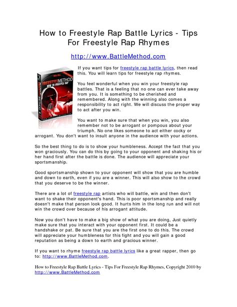 Freestyle battle lyrics. The Song Tapper lets you tap your computer keyboard to the rhythm of an unknown song's lyrics and, if all goes well, will return the name of your song. The Song Tapper lets you tap... 