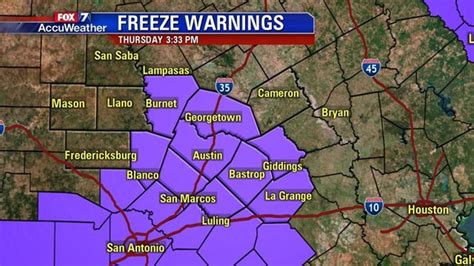 Freeze Warning in effect for Austin, most of Central Texas