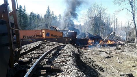Freight train engines, cars derail and catch fire in Maine