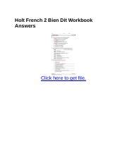 This Holt French 2 Bien Dit Workbook Answers, as one of the most enthusiastic sellers here will completely be in the midst of the best options to review. ... As this Holt French 2 Bien Dit Workbook Answers, it ends going on swine one of the favored book Holt French 2 Bien Dit Workbook Answers collections that we have. This is why you remain in the.
