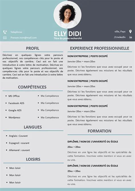 French CV : Create and download a French CV template