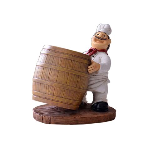 French Chef Figurine Resin Figure Holding Wine Bucket & Towel …