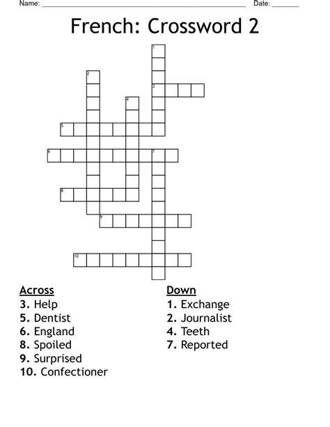 French For Between Crossword