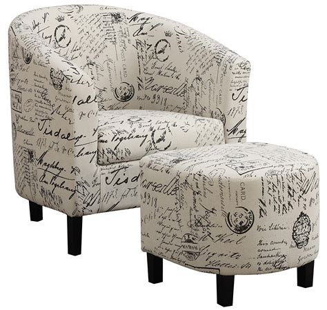 French Script Pattern Accent Chair with Ottoman Marjen of Chicago