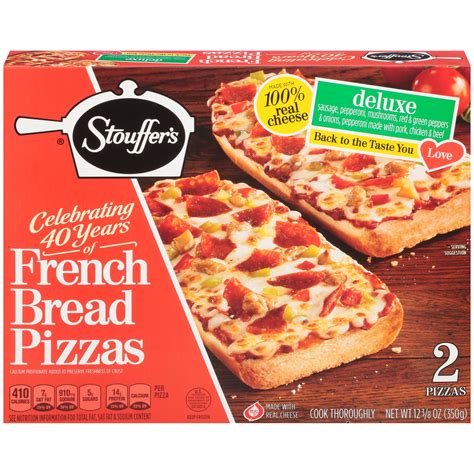 French bread pizza frozen. Our French Bread Pizzas are freshly made then simply frozen. We start with French baguettes, then top them with sauce made with vine-ripened tomatoes and ... 