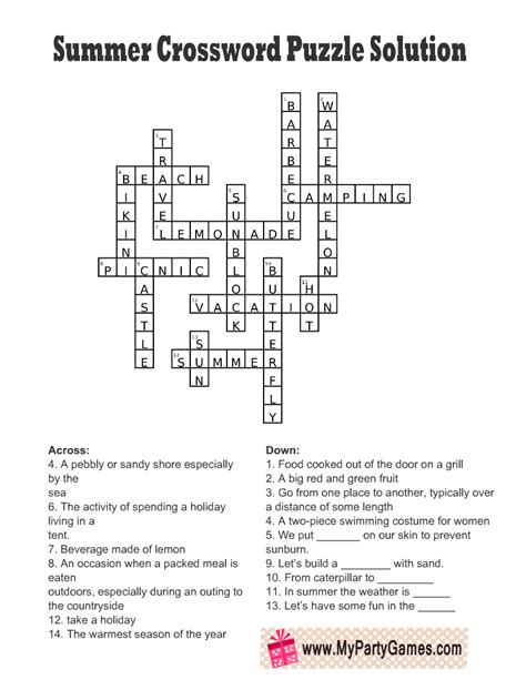 French for summer crossword clue. The Crossword Solver found 30 answers to "soothe one of five grabbing summer in france (7)", 7 letters crossword clue. The Crossword Solver finds answers to classic crosswords and cryptic crossword puzzles. Enter the length or pattern for better results. Click the answer to find similar crossword clues . Enter a Crossword Clue. A clue is required. 