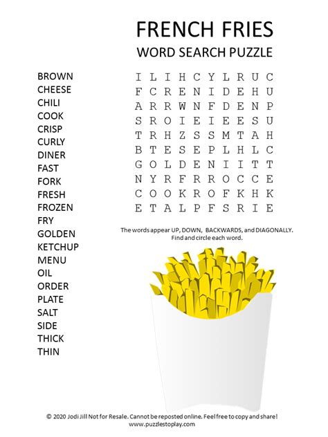 French fry relative crossword clue. echelon. thread. party to lawsuit. unhurriedly. arresting. symbolic tale. All solutions for "French fries and rice, for short" 27 letters crossword answer - We have 2 clues. Solve your "French fries and rice, for short" crossword puzzle fast … 