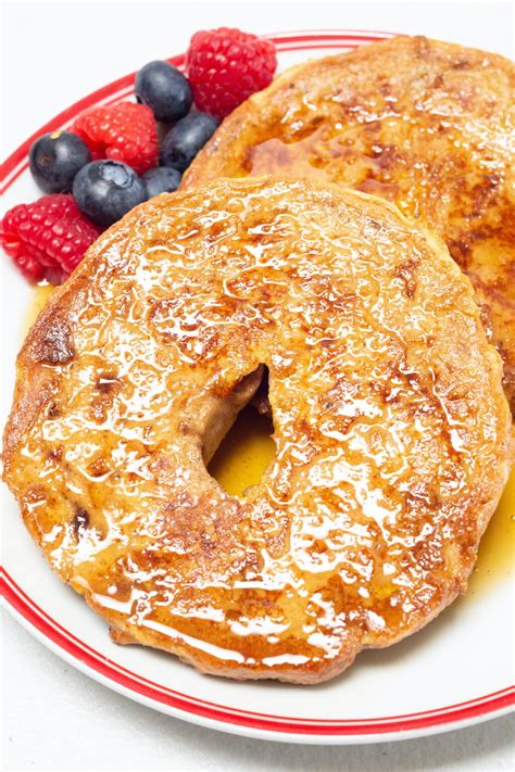 French toast bagel. Mar 4, 2015 · Whisk together the melted butter, eggs, milk, maple syrup, sugars, vanilla, cinnamon, and salt. Add the diced bagels and toss to coat. Turn the mixture into a greased 11×7-inch baking dish. Bake until the center is set and has dried out some, taking care not to over bake as you want the French toast soft and moist. 