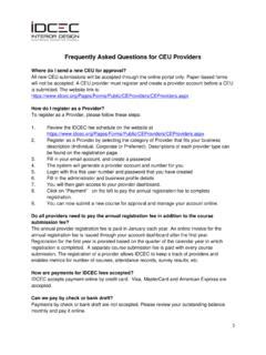 Frequently Asked Questions for CEU Providers - idcec.org