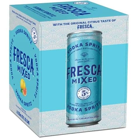 Fresca vodka spritz. The Vodka Spritz is a simple, classic option. This canned cocktail is a nice choice for someone who wants a little more flavor than a vodka soda. The new FRESCA Mixed canned cocktails will be available starting this month at various retailers. The beverages are sold in 4-packs or 12 oz cans. While prices may vary, the suggested retail … 
