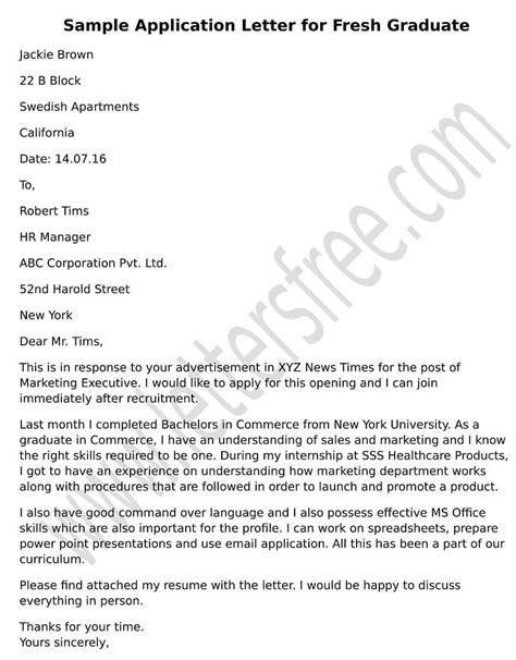 Fresh Graduate General Application Letter For Any Position / 14 Cover …