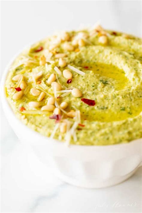 Fresh and Fast Basil Pesto Hummus Recipe Julie Blanner