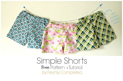 Freshly Completed Simple Shorts Free Pattern + Tutorial
