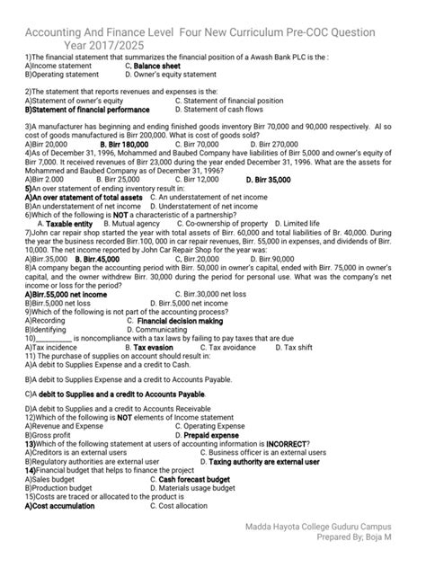 Freshman coc exam pdf.  The questions also address practical consideration...