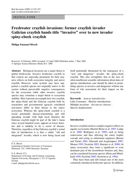 Freshwater crayfish invasions: former crayfish invader Galician ...