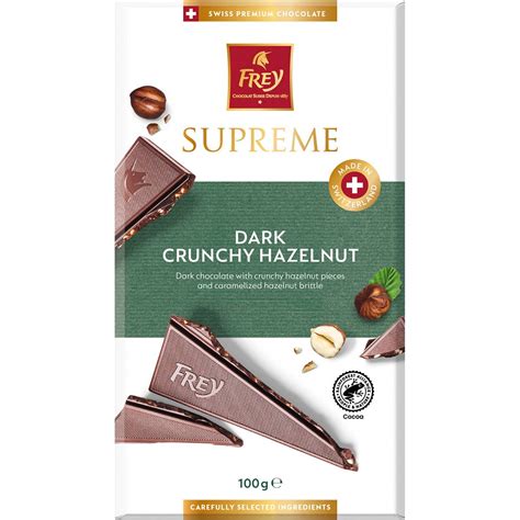 Frey Dark Crunchy Hazelnut Chocolate Block 100g Woolworths