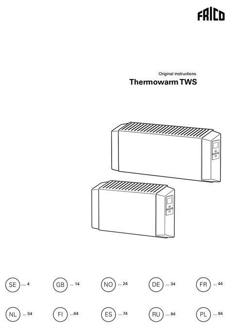 Frico Thermowarm TWS Series Original Instructions Manual