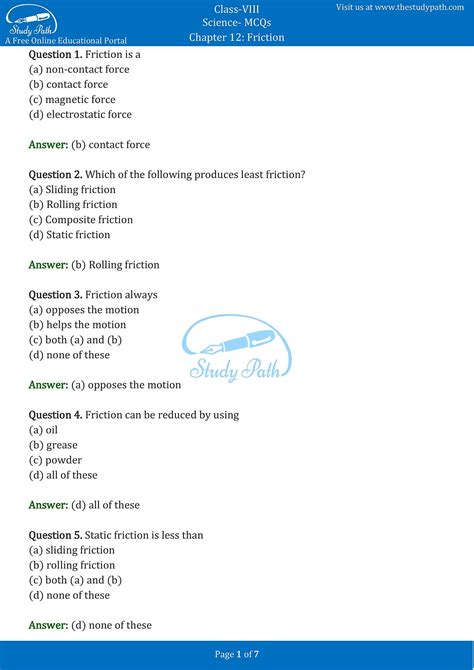 Friction MCQ [Free PDF] - Objective Question Answer for ... - Testbook