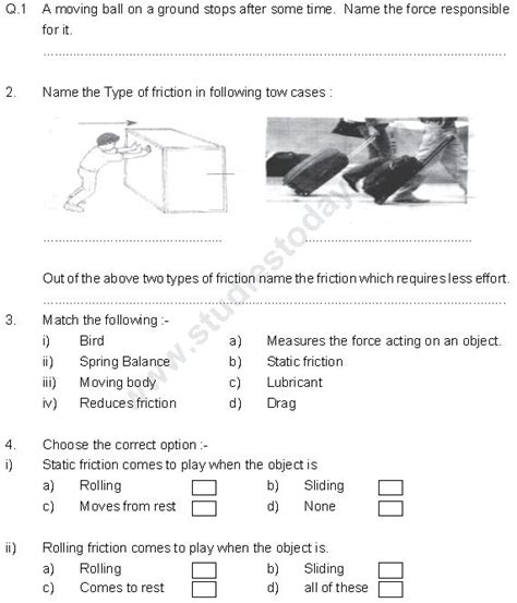 Friction Worksheet Answers Explained