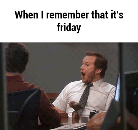 Friday gif work. Use the search bar to type in keywords like “leaving work on Friday,” “Friday GIFs,” or “weekend celebration.” This will bring up a variety of GIFs that you can browse through … 