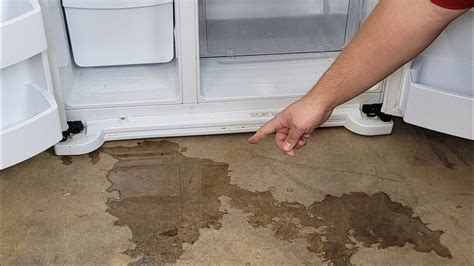 Fridge is leaking water. Unclogging or Defrosting Drain Lines. A common cause of leaks is a clogged or frozen drain line. To fix this, locate the drain hole (usually found at the back or bottom of the fridge) and use warm water or a drain snake to clear any blockages. 