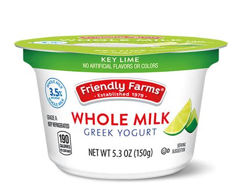 Friendly Farms Greek Yogurt, Whole Milk, Key Lime