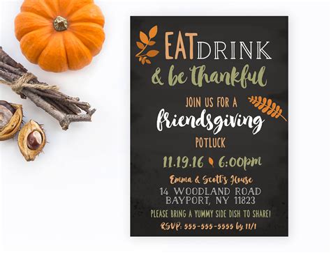 Thanksgiving Invitations & Friendsgiving Invitations Exactly How You Want Them. Thanksgiving is all about sharing good food with friends and family. Basic Invite understands this and wants to help you get the word out with fully customizable Thanksgiving invitations to ensure your house is just as full as you are on Thanksgiving day. So no ...