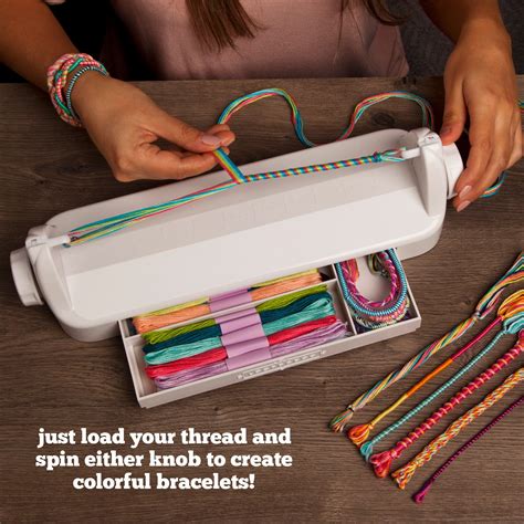 Friendship bracelet kit. Create twelve friendship bracelets. This package contains two foam weaving wheels, 46 yards of embroidery floss, 23 yards of metallic embroidery floss, … 