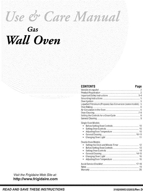 Frigidaire FGB24L2ABB gas wall oven manual - Sears Parts Direct