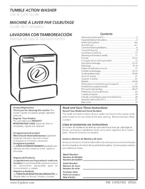 Frigidaire affinity washer and dryer owners manual. - Das handbuch für fitnessleiter von garry egger.