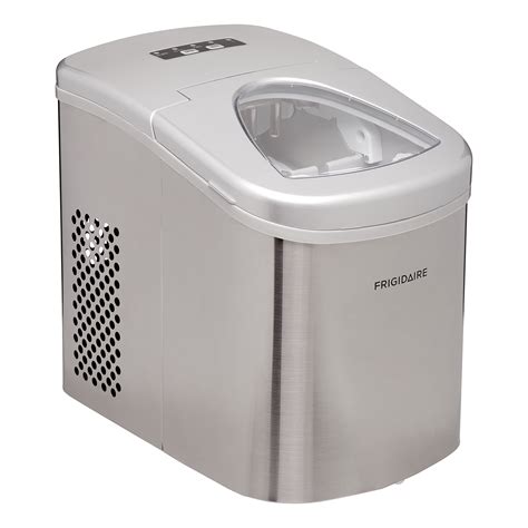 Frigidaire ice maker efic117 ss manual. PRODUCT FEATURES. • 26 LBS (12 KGS) COUNTER TOP ICE MAKER. • REAL STAINLESS STEEL CABI- NET. • FAST ICE - PRODUCES 9 CUBES EVERY 7-15 MINUTES. • STORES UP TO 1½ LBS. OF ICE AT A TIME. • LED DISPLAY. • LARGE SEE-THROUGH WINDOW. • SIMPLE TO USE ELECTRONIC CONTROL. 