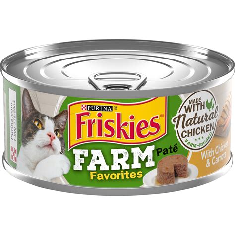 Friskies canned cat food. Feeding Instructions. Feed adult cats 1 - 1 1/4 oz per lb of body weight daily. Divide into two or more meals. Adjust as needed to maintain ideal body condition. For maximum benefit, feed this product exclusively or mix with Friskies Indoor Delights dry cat food. Refrigerate unused portion. 