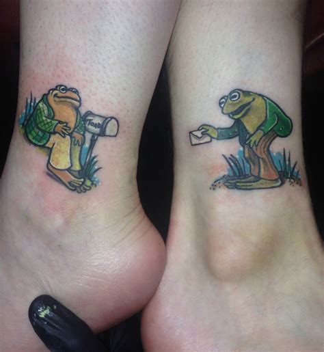 Frog and Toad friendship tattoos. Done by Nadine at Valor Tattoo Parlor