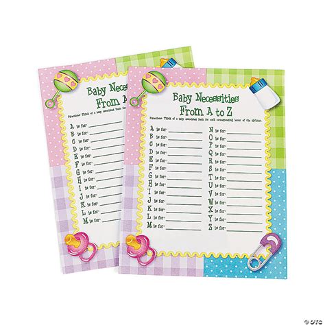 From A to Z Baby Shower Game Oriental Trading