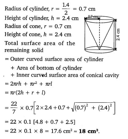 From a solid cylinder of height 2.8 cm and diameter 4.2 …